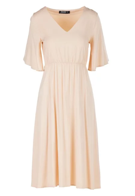 Рокля A518 -  Полиестер - Бежово