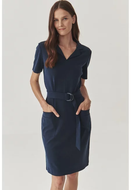 Рокля с модал и джобове - Тъмносин