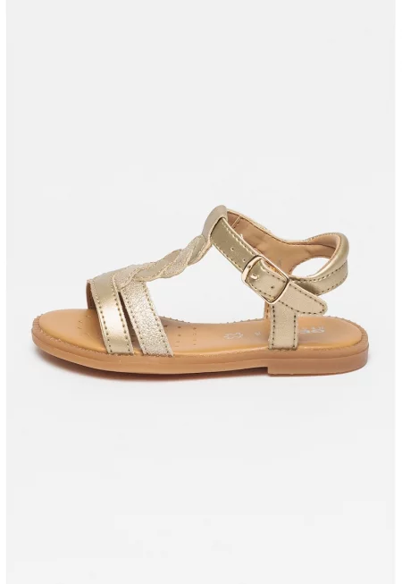 Сандали Karly от еко кожа - Златист/Бежов