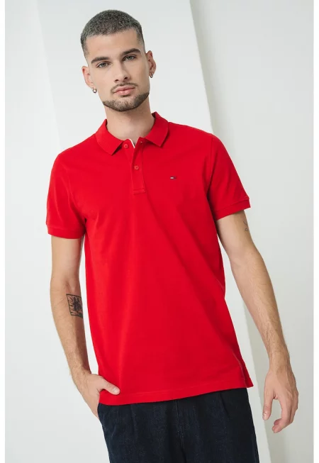 Слим памучна тениска с яка