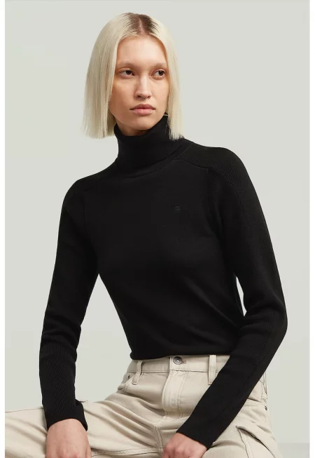 Слим вълнено поло - Черен