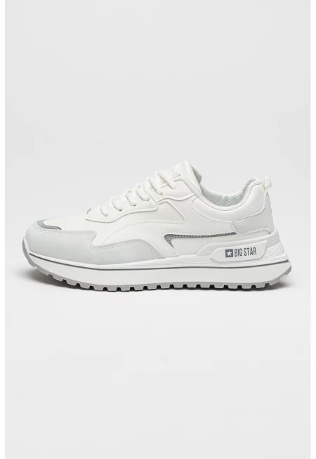 Спортни обувки от еко кожа с лого - Бял