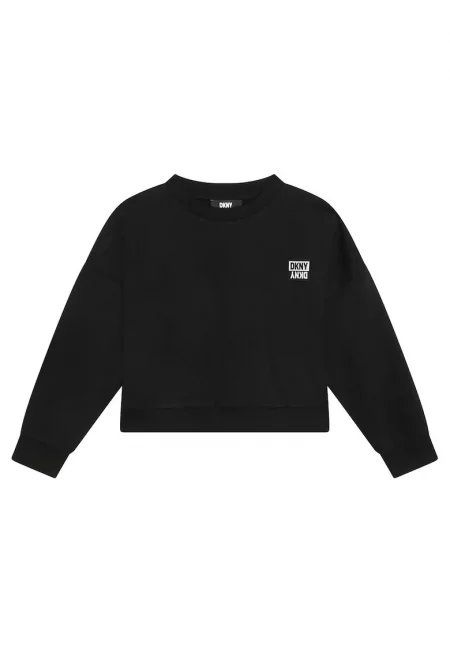 Суитшърт с паднали ръкави и лого - Черен