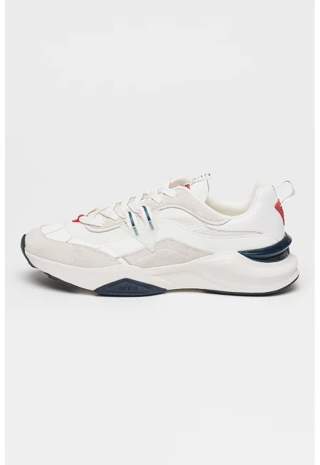 Текстилни спортни обувки с велур - Червен/Светло сив/Тъмносин