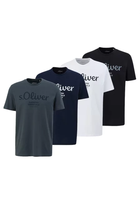 Тениска с лого - 4 броя - Бял/Черен/Tъмносив