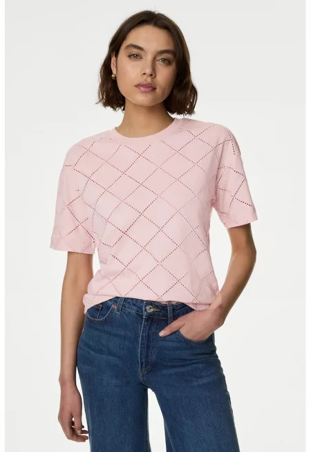 Тениска с памук с десен