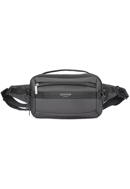 Унисекс чанта за кръста с джобове - Сив