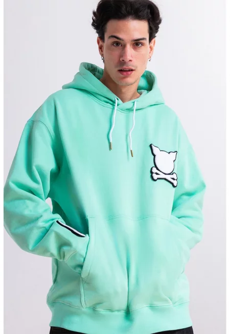 Унисекс худи Ruthless с лого - Аквамарин синьо