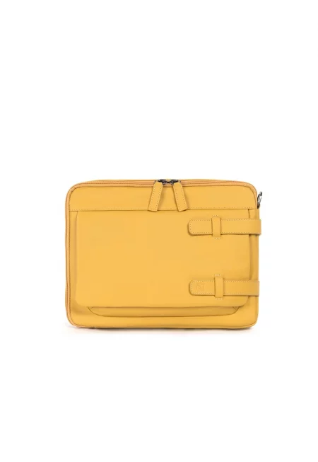 Унисекс кожена чанта за лаптоп - Жълт