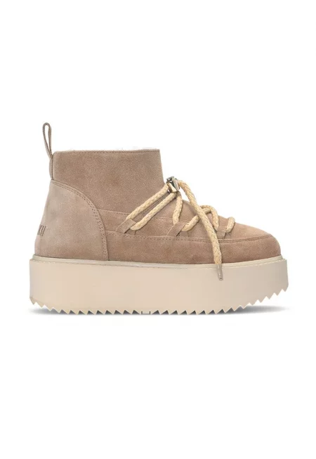 Велурени боти на равна платформа - Бежов