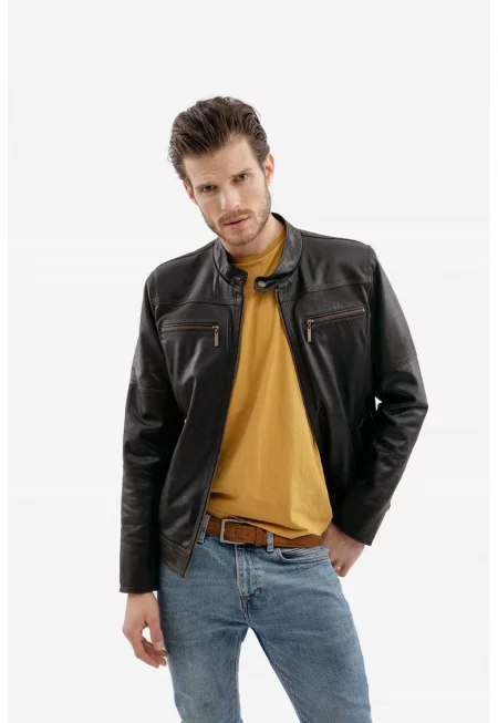 Яке от естествена кожа  модел Alin - - Кафяв