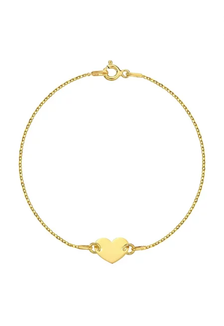 Златна гривна 585 - 14K с талисман Heart - 18 CM