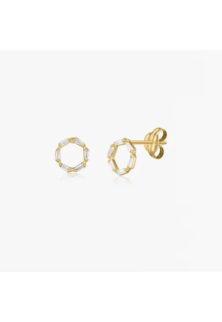 Златни обеци Halo - Цирконий