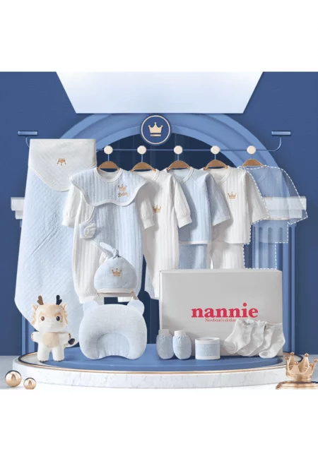 Бебешки дрешки Подаръчен комплект Бяло-Синьо S 18 Части Baby