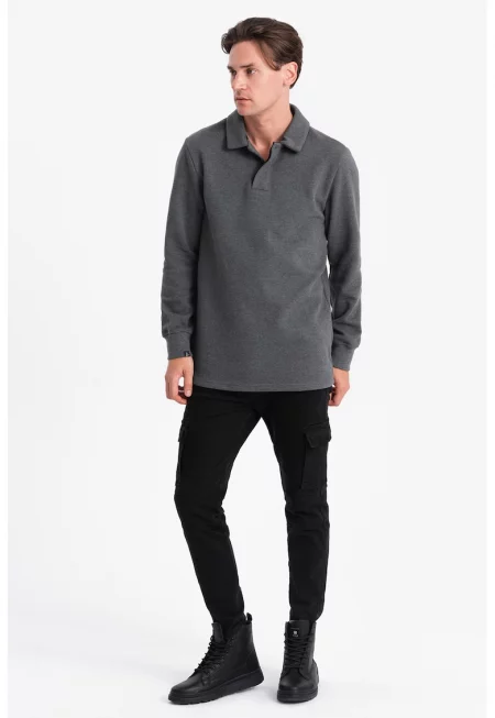 Блуза с памук с яка