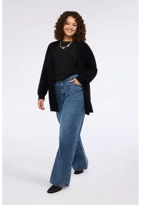 Бляскава плетена жилетка без закопчаване