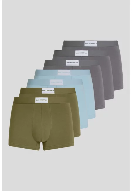 Боксерки с лого - 7 чифта - Пастелносин/Маслинено зелено/Tъмносив