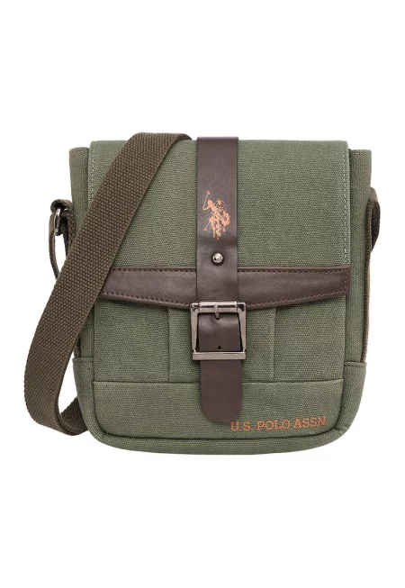 Чанта през рамо с лого - Папратово зелено