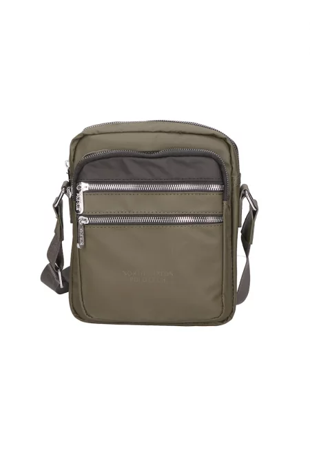 Чанта през рамо с външни джобове - Зелен - Черен