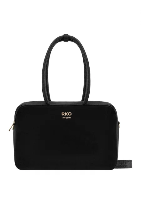 Чанта за рамо от кожа и велур - Черен