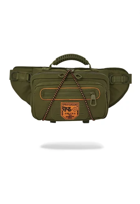 Чанта за талията с външни джобове - Зелен/Оранжев