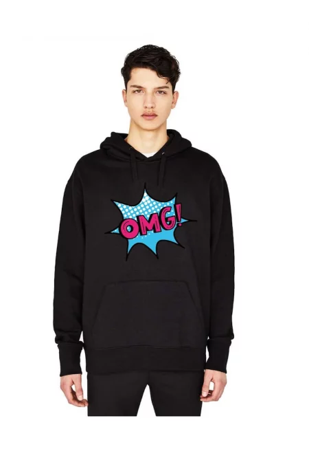 Черна мъжка качулка - OMG