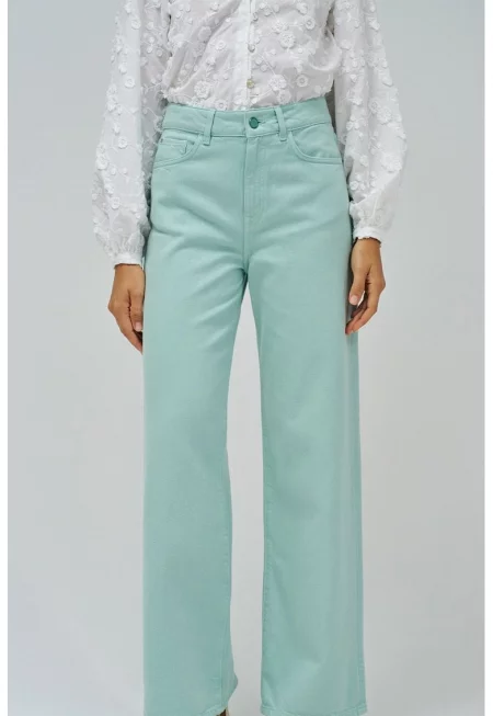 Дълги дънки с широк крачол - Светлозелен