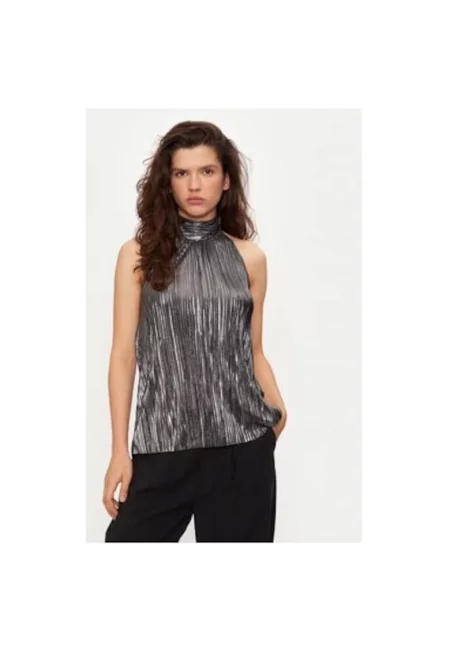 Дамска блуза -  304453618 - Рециклиран полиестер - Сребрист