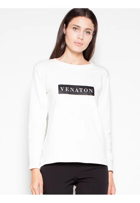 Дамска блуза  асиметрична - оригинален принт - бежово - памук