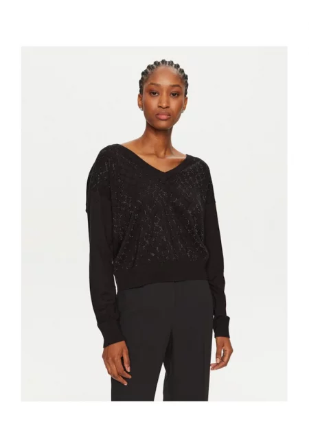 Дамски пуловер -  304202742 - Вискоза/Полиамид - Черен - Черен