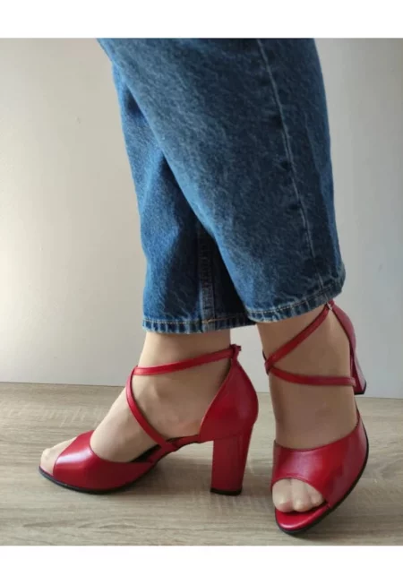 Дамски сандали  38336 - Елегантни тъмночервени - червени