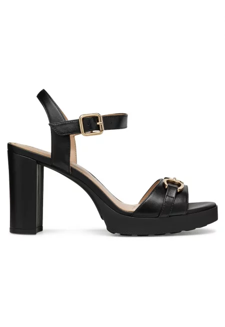 Дамски сандали - D55B6A-000TU -  Естествена кожа - Черен - Черен