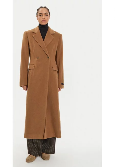 Дамско палто -  304550447 - Вълна/Рециклиран полиестер - Кафяво - Кафяв