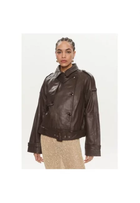 Дамско яке -  303702878 - Естествена кожа - Кафяв - Кафяв