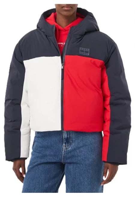 Дамско яке -  Tjw Hooded Flag Puffer Ext - Полиестер - Син - Син
