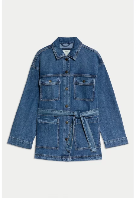 Дънково яке с лиосел - Петролно синьо