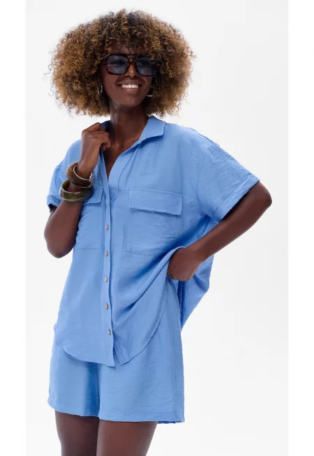 Едноцветна риза с джобове