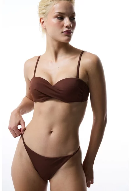 Горнище на бански с отделящи се презрамки - Кафяв