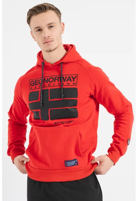 Худи Garcie с принт и лого - Червен