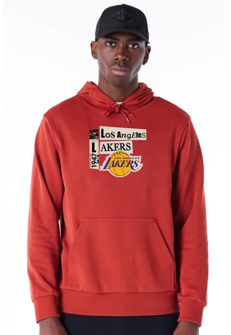 Худи Newspaper с прнт Los Angeles Lakers - Керемидено червено