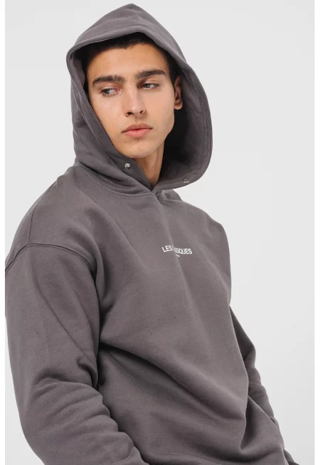 Худи с органичен памук - Бял/Tъмносив