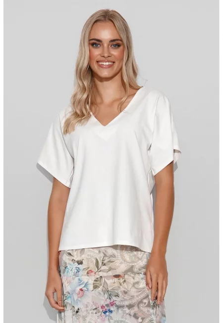 Извънгабаритна блуза с V-образно деколте -