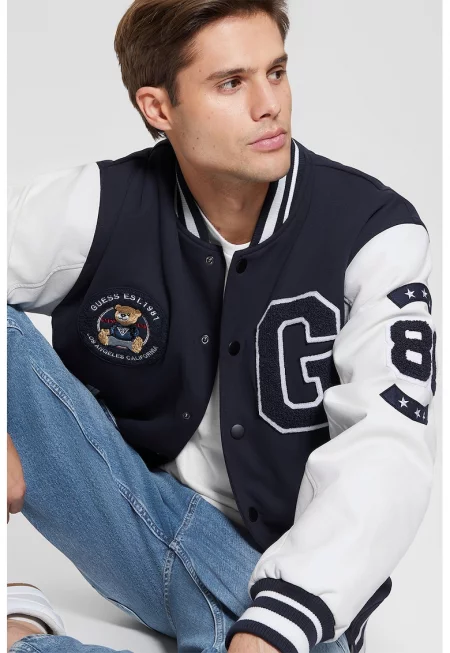 JEANS - Яке бомбър с релефни детайли