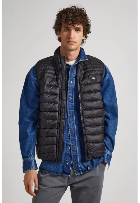 Капитониран елек с цип - Черен