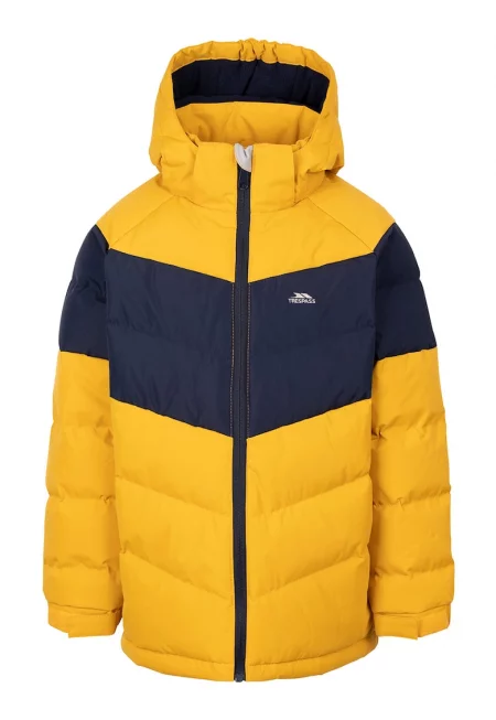 Капитонирано зимно яке Aldery с качулка - Жълт/Тъмносин