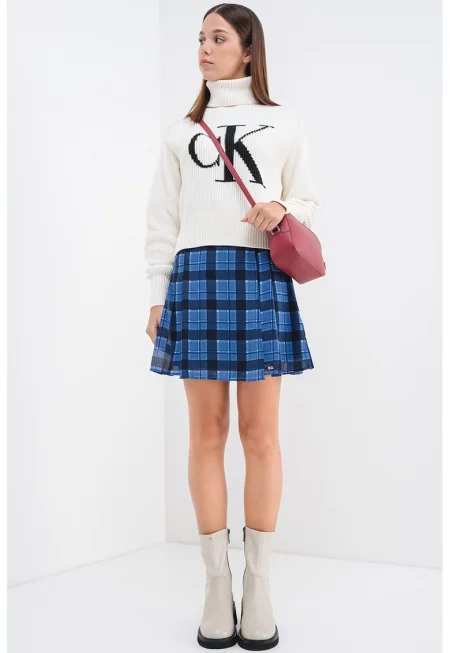 Къс пуловер с лого - Слонова кост