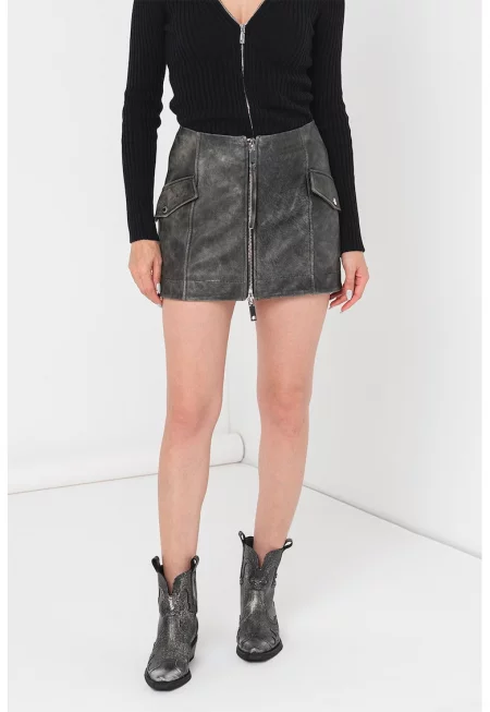 Къса кожена пола Cielo - Tъмносив