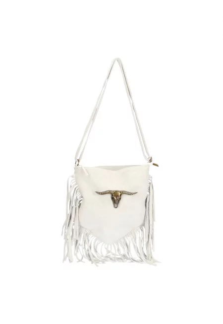 Кожена чанта през рамо - Бял