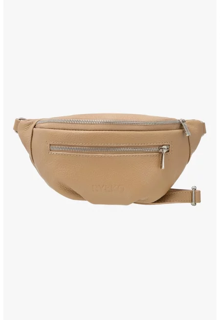 Кожена чанта през рамо - Камел