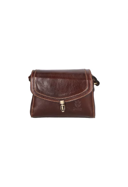 Кожена чанта с капаче - Тъмнокафяв